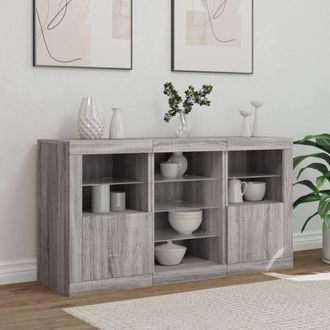 Berkfield Home Sideboard with LED Lights Grey Sonoma 123x37x67 cm | Size: 123 x 37 x 67 cm