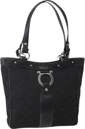 Ferragamo Pre-owned Canvas Tote Bag - Dames - Vintage Shopper - Zwart - ONE Size - Vintage