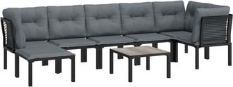 vidaXL Vidaxl - Juego De Muebles De Jard&iacute;n 8 Pzas Rat&aacute;n Sint&eacute;tico Negro Y Gris