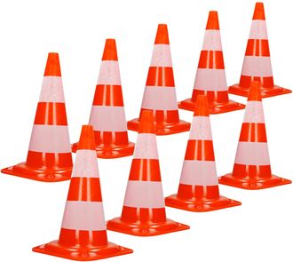 ECD Germany Ecd Germany 9x Cono De Tr&aacute;fico Obra Pieza De Se&ntilde;alizaci&oacute;n Emergencia Color Naranja Y Blanco 47 Cm De Altura En Pvc Fuerte Y Robusto Pil&oacute;n De Seguridad