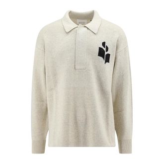 Isabel Marant Isabel Marant, Polo Shirts, male, Beige, Size: S Embroidered Logo Sweater