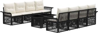 vidaXL Conjunto De Sof&aacute;s De Jard&iacute;n 9 Uds. Negro Y Blanco Crema Vidaxl