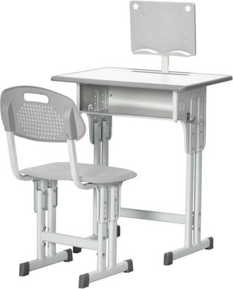 HOMCOM Banchetto per Bambini 6-12 Anni Sedia Altezza Regolabile Grigio - Homcom