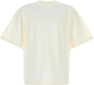 Jil Sander Cotton Crew-Neck T-Shirt - Heren - T-shirts - Wit - L - Katoen - Tops