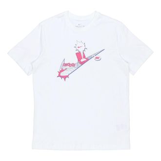 Nike Sportswear Shoe Printing Logo Sports Knit Short Sleeve White DH0057-100
