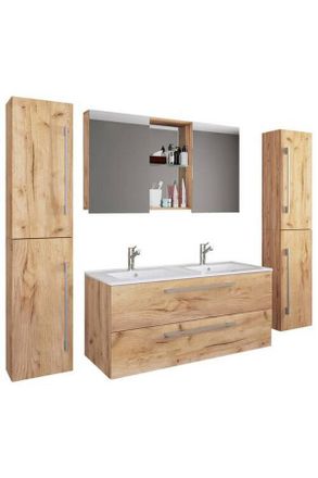 MID.YOU Mid.you Badezimmer, Honigeiche, Metall, 5-teilig, 4 F&auml;cher, 2,2 Schubladen, 178 cm, h&auml;ngend, Badezimmer, Badm&ouml;belsets & Badm&ouml;belserien, Badm&ouml;bel-Sets