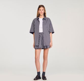 Sandro Camisa oversize de rayas con strass