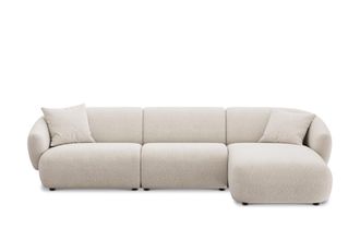 Castlery Auburn Chaise Sectional Sofa Right Facing Customized, (Performance Boucle) Cream, Spill Resistant, Modular for Sofas by Castlery