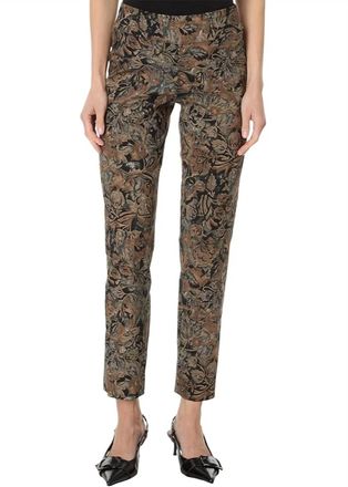 Krazy Larry Pull-On Ankle Pants In Brown Leaves