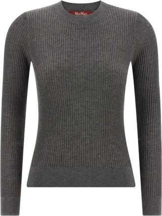 Max Mara Marabu Sweater - Dames - Ronde hals truien - Grijs - S - Wol - Truien & Vesten