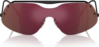 Ferrari 138mm Rectangular Sunglasses in Matte Black /Mirror Bronze at Nordstrom