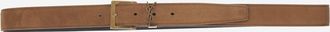 Saint Laurent Mens Belt Cassandre Vadim Suede Brown