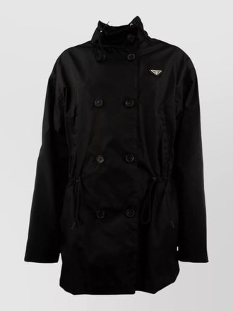 Prada coat drawstring waist long sleeves high collar