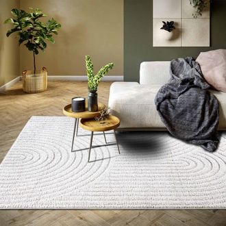ELLE Decoration Alfombra de dormitorio 120 x 170 cm, patr&oacute;n redondo, plegable, f&aacute;cil