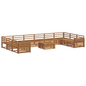vidaXL Set Divani 11 Pz Naturale Legno Di Acacia Massello Vidaxl