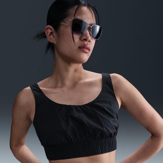 Nike Womens Nike Sportswear Chill Poplin Slim Cropped Tank Top in Black | HM6973-010