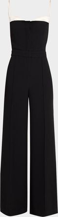 SIMKHAI Hazel Pleated-Inset Bustier Jumpsuit