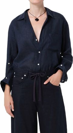 Citizens Of Humanity Kayla Shrunken Linen Shirt In True Navy