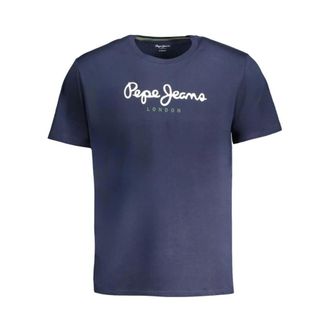 Pepe Jeans London Tops, Heren, Blauw, 2Xl, Katoen, T-shirt met ronde hals en korte mouwen