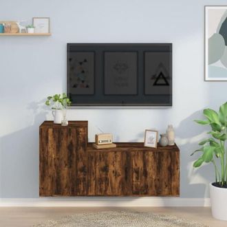 vidaXL vidaXL Set Mobili Porta TV 2 pz Rovere Fumo in Legno Multistrato