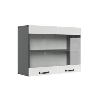 Vicco Armario De Cocina Con Vidrio R-line, Blanco Casa De Campo, 80 Cm