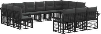 vidaXL Conjunto De Sof&aacute;s De Exterior 13 Uds. Negro Y Gris Oscuro Vidaxl