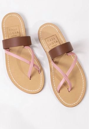 Casa Isota Womens Ischia Sandal In Pink And Brown