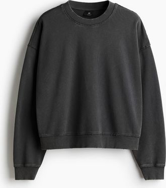 H&M Sweatshirt im Washed-Look in Oversized Fit - Grau
