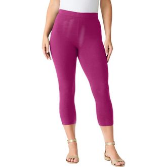 Roaman's Plus Size Essential Stretch Capri Legging in Raspberry at Nordstrom, Size 36