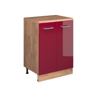 Vicco Armario De Cocina Para Techo Inclinado R-line, Rojo De Alto Brillo, 60 Cm Sin Inclinaci&oacute;n Con 2 Puertas, Vicco