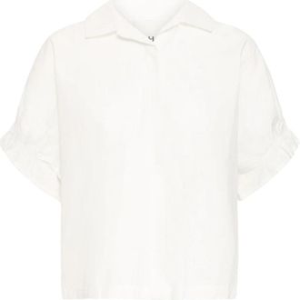 Ichi Cloud Dancer Vrouwelijk Shirt met Pofmouwen - Dames - Overhemden - Wit - M - Katoen - Overhemden