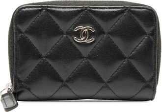 Chanel Black Leather Coin Purse/Coin Case (Pre-Owned)