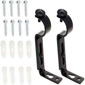 OEM Soportes Telesc&oacute;picos De 2 Piezas Para Barras De Cortina, Soportes Para Barras De Cortina, Soporte Para Barra De Cortina Negro, Soportes Para Cortinas