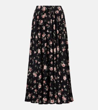 Dolce & Gabbana Gonna lunga in charmeuse di misto seta con stampa floreale