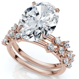 Pompeii3 Certified 5 1/2Ct Oval Diamond Engagement & Wedding Ring 14k Gold/Pt Lab Grown