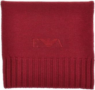 Emporio Armani Wool scarf with logo embroidery Woman One Size