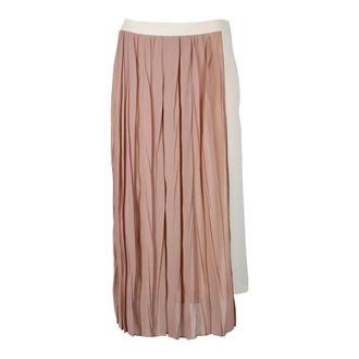 Semicouture Rokken, Dames, Roze, S, Zijden Midi Rok met Rits