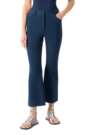 Akris Cali Stretch Cotton Crop Bootcut Pants in Dark Blue at Nordstrom, Size 12