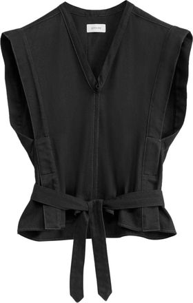 Christophe Lemaire self-tie sleeveless jacket - women - Cotton - 38 - Black