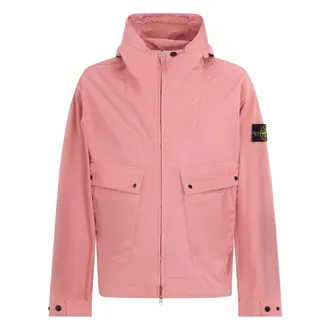 Stone Island Light Jackets, male, Pink, Size: L Light Compact Touch Poly-TC Hooded Jacket