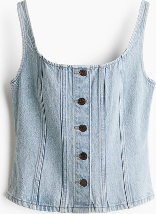 H&M Gekn&ouml;pftes Denimtop - Blue