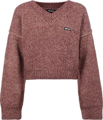 Rotate ROTATE Birger Christensen - Jersey de Lana Merino con Cuello en V - Knitwear - Mujer - Rojo - XS