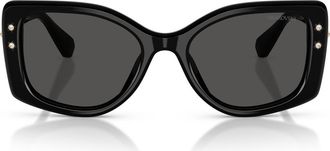 Swarovski 54mm Pillow Sunglasses in Black /Dark Grey at Nordstrom