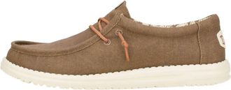 Hey Dude Mens Wally Waxed Canvas Sneaker In Walnut