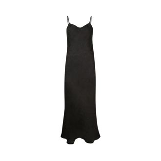BASERANGE Dydine Midi Jurk - Dames - Maxi kleedjes - Zwart - L - Linnen - Kleedjes