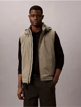 Calvin Klein Mens Hooded Padded Vest - Green - XL