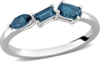 Mimi & Max Multi-Gem Three Stone Ring Sterling Silver