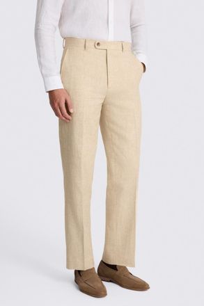 Moss Relaxed Fit Ecru Twill Linen Cotton Trousers