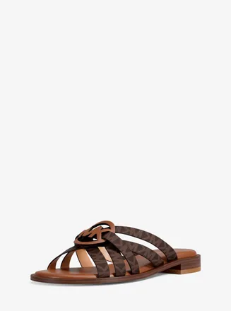 Michael Kors Erika Signature Logo and Leather Sandal
