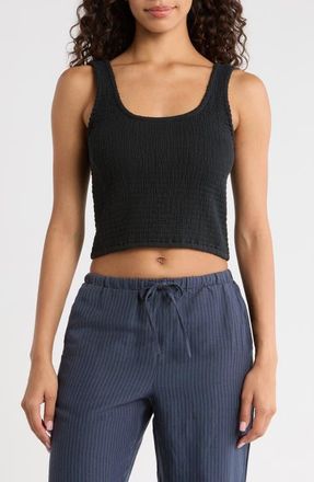 Marine Layer Coralina Crop Cotton Rib Tank in Black at Nordstrom, Size X-Large